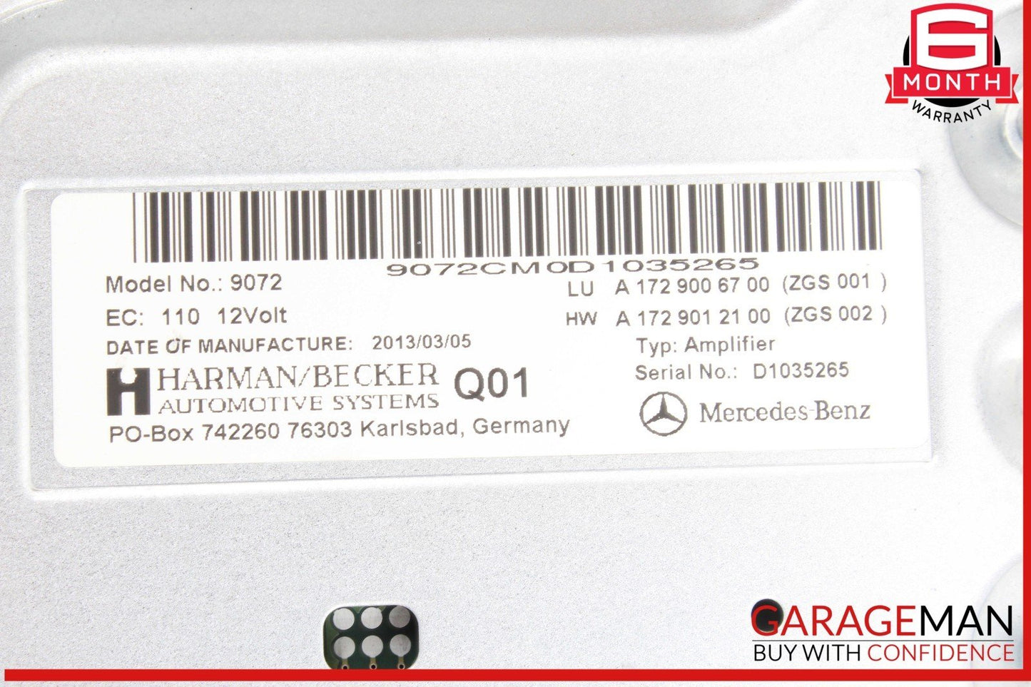 08-17 Mercedes R172 SLK250 E63 AMG Amplifier Amp Harman Becker 1729006700 OEM