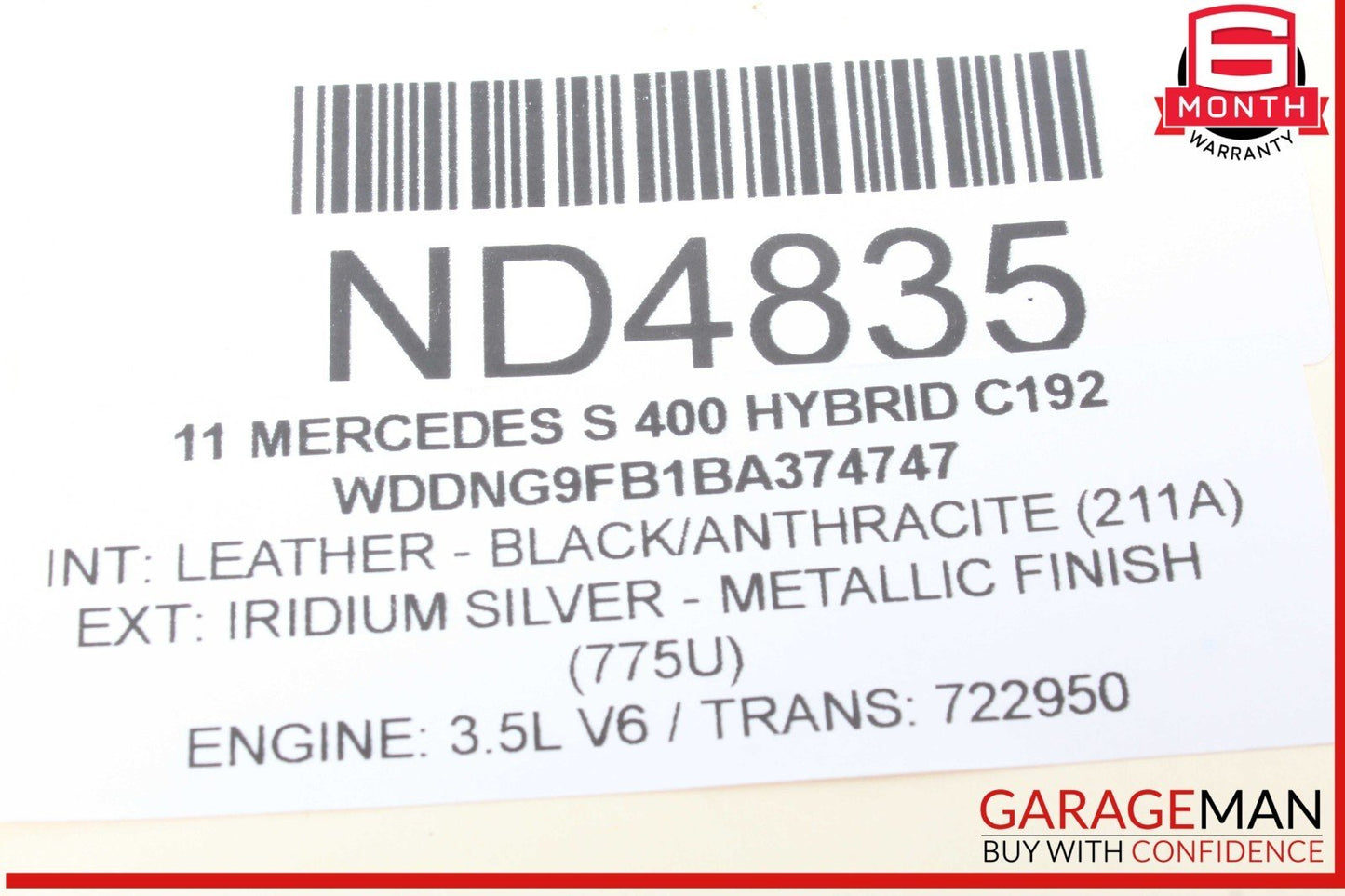 05-15 Mercedes W221 S400 Hybrid Air Injection Smog Pump 0001405185 OEM
