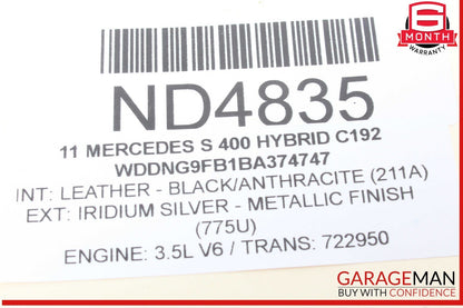05-15 Mercedes W221 S400 Hybrid Air Injection Smog Pump 0001405185 OEM