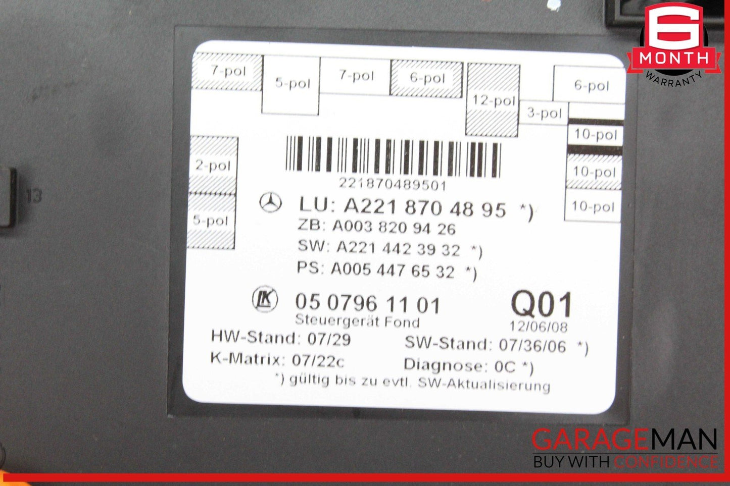 07-13 Mercedes W221 S550 Rear Right or Left Side Door Control Module Unit OEM