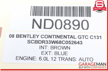 07-10 Bentley Continental GTC Rear Right Passenger Side Lower Control Arm OEM