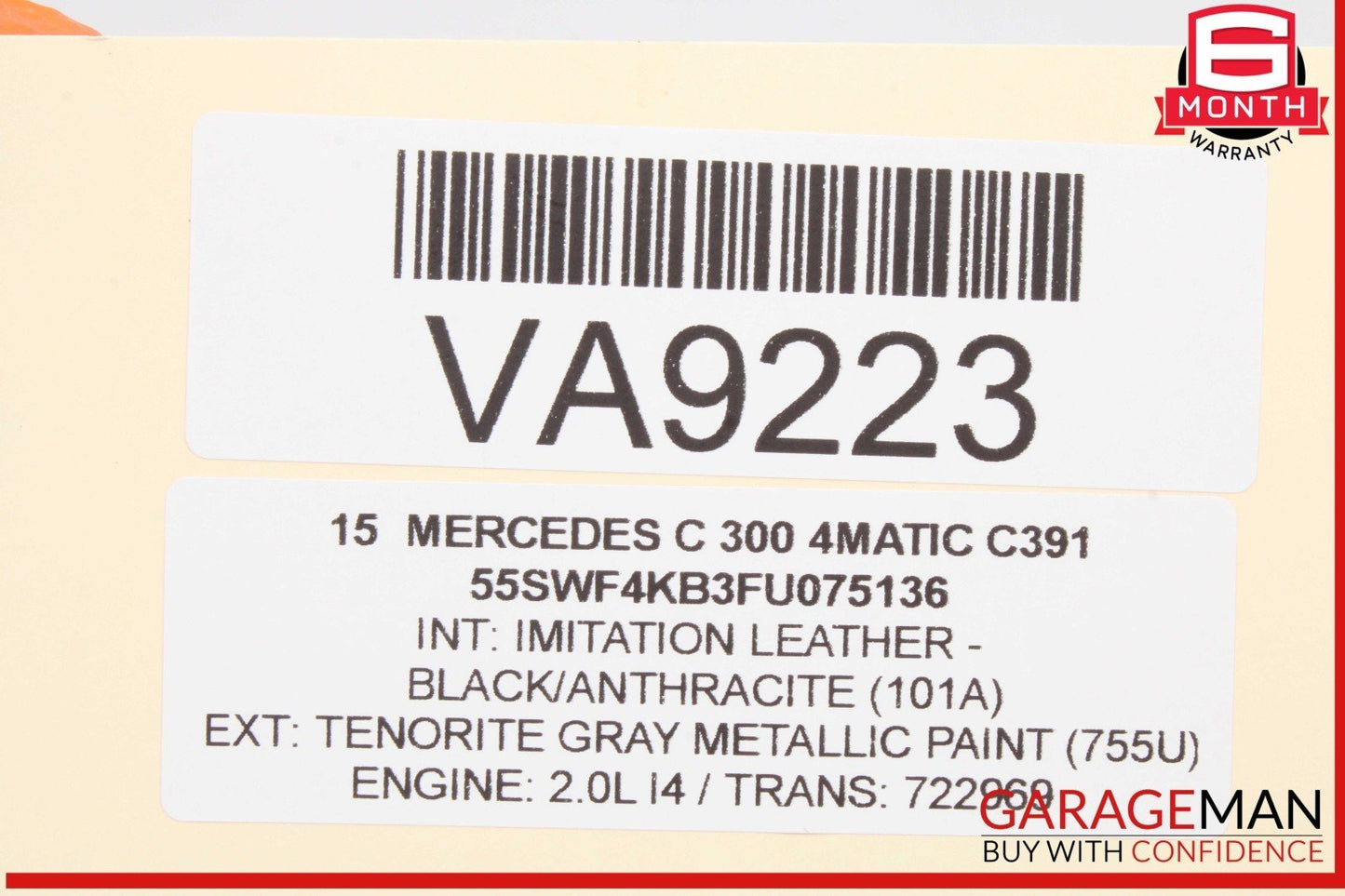 15-20 Mercedes W205 C300 4MATIC Rear Left Side Door Window Regulator Motor OEM