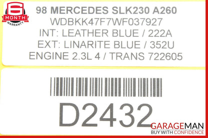 97-04 Mercedes R170 SLK230 SLK320 Fuse Relay Box Computer Control Module OEM