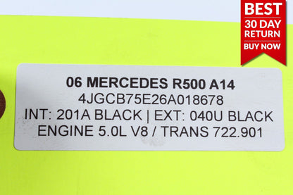 06-12 Mercedes W251 R320 R500 Front Bumper Reinforcement Impact Bar A14 OEM