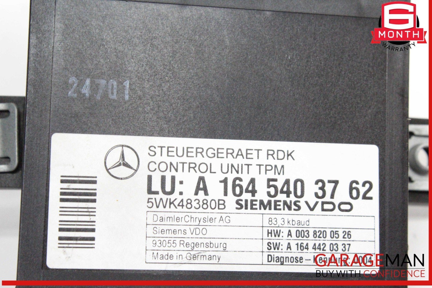 06-13 Mercedes W211 E350 ML350 R350 TPMS Tire Pressure Control 1645403762 OEM