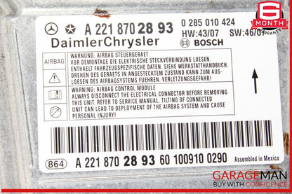 10-13 Mercedes W221 S400 Hybrid Airbag Air Bag Sensor SRS Control Module OEM