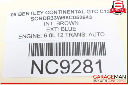 03-12 Bentley Continental GTC Trunk Lid Lock Release Control Load Module OEM