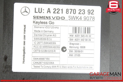 07-10 Mercedes W216 CL550 S400 Keyless Go Control Module 2218702392 OEM
