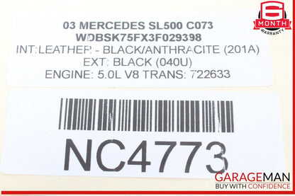 03-12 Mercedes R230 SL500 SL55 Convertible Top Left Load Assist Cylinder OEM
