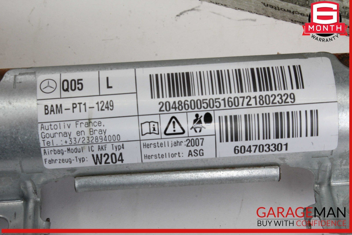 08-14 Mercedes W204 C300 C250 C350 Left Side Roof Curtain Airbag Air Bag OEM