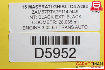 14-17 Maserati Ghibli Front Left Side Complete Seat Cushion Assembly Black OEM