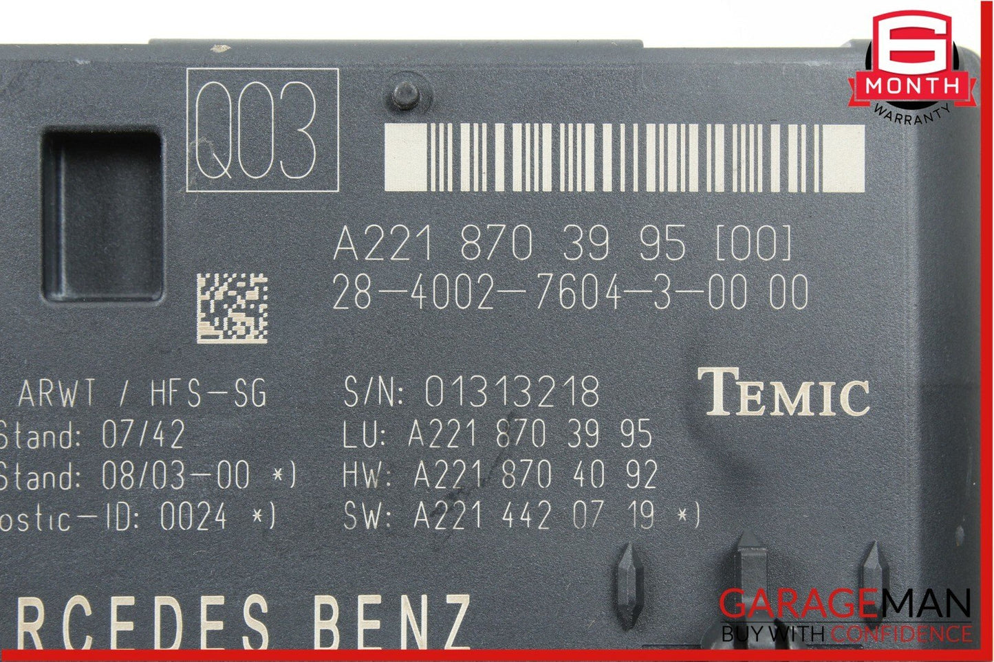 07-14 Mercedes W221 S550 CL600 Trunk Release Remote Open Close Module Unit OEM