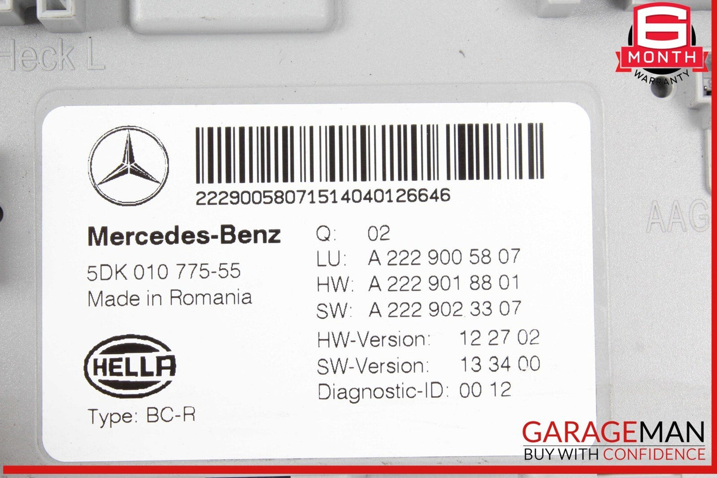14-17 Mercedes W222 S550 Rear Trunk Relay Sam Module 2229005807 OEM