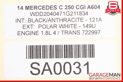 08-14 Mercedes W204 C300 C350 Front Left Side Top Upper Seat Cushion Black OEM