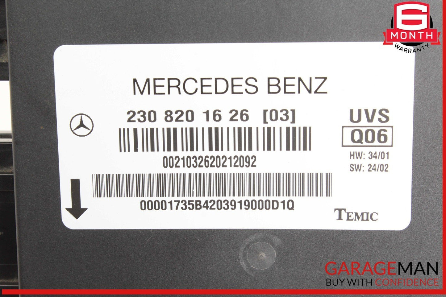 03-08 Mercedes R230 SL500 SL65 AMG Roof Convertible Top Module Control Unit OEM