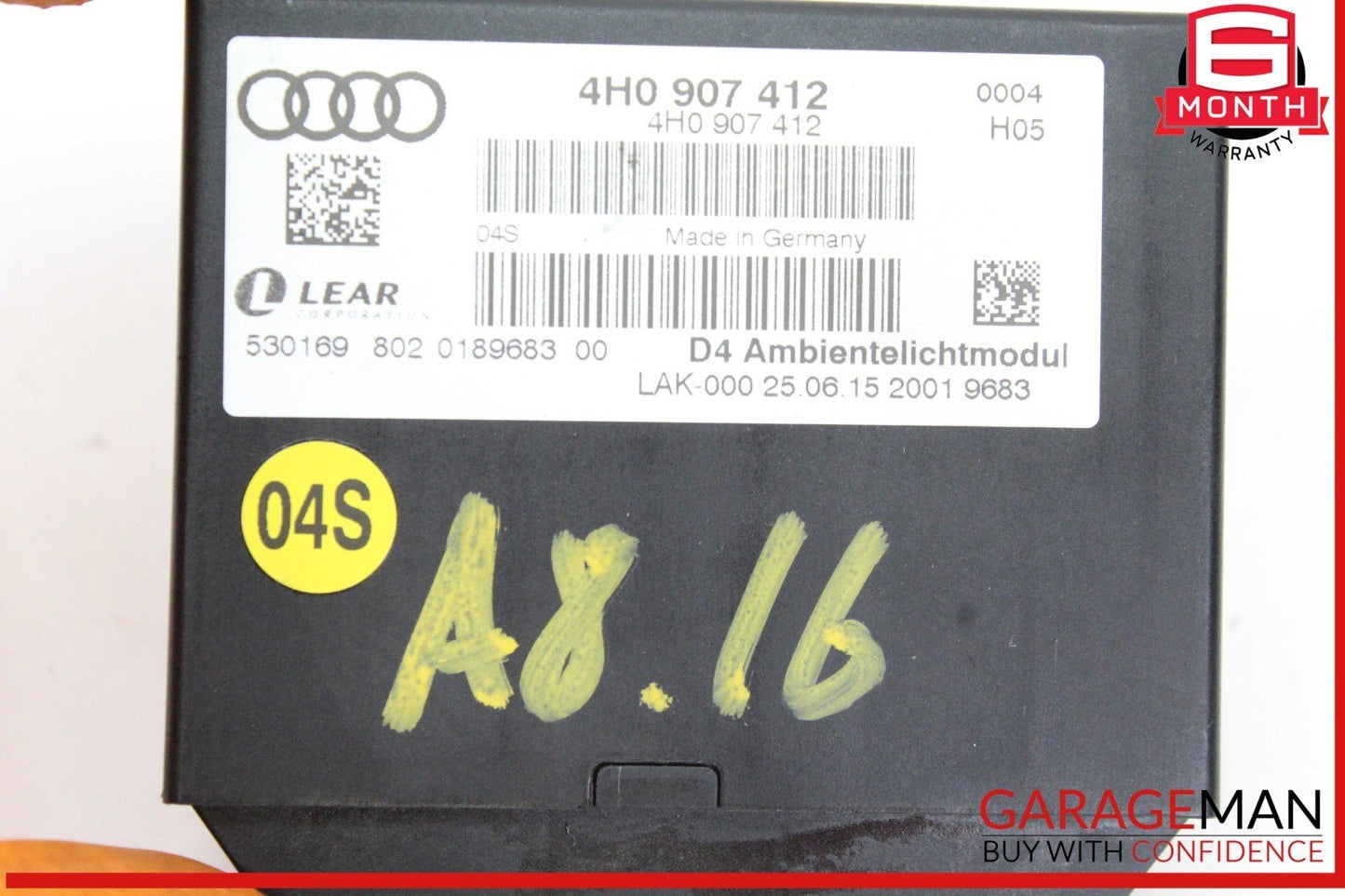 11-18 Audi A8 S8 Comfort Control Keyless Entry Control Module Unit 4H0907412 OEM