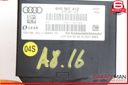 11-18 Audi A8 S8 Comfort Control Keyless Entry Control Module Unit 4H0907412 OEM