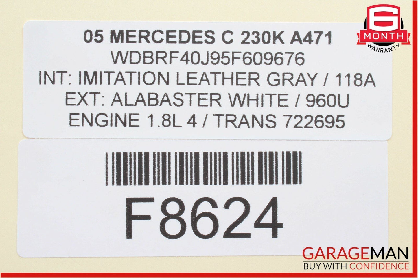 05-07 Mercedes W203 C230 C350 Front Right Exterior Door Handle White OEM