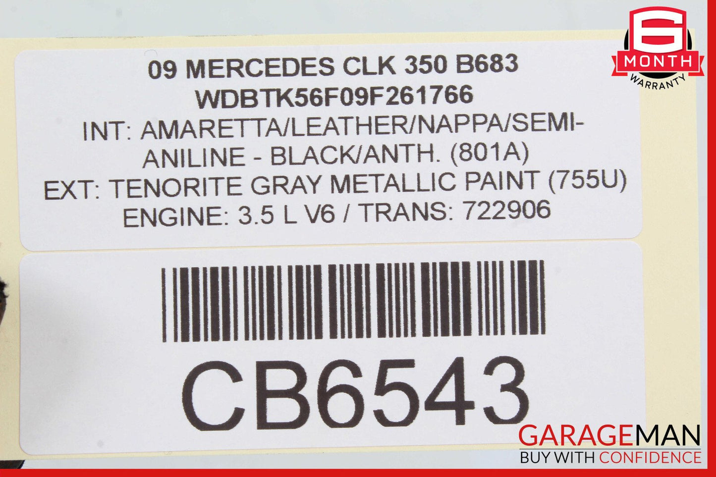 03-09 Mercedes W209 CLK350 CLK320 Rear Left or Right Side Seat Belt Black OEM