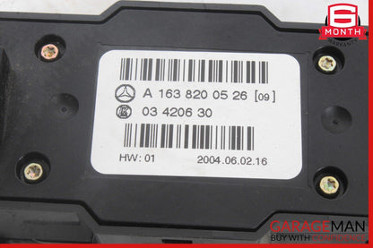 98-05 Mercedes W163 ML350 Rear Climate Control Power Window Switch Module Wood