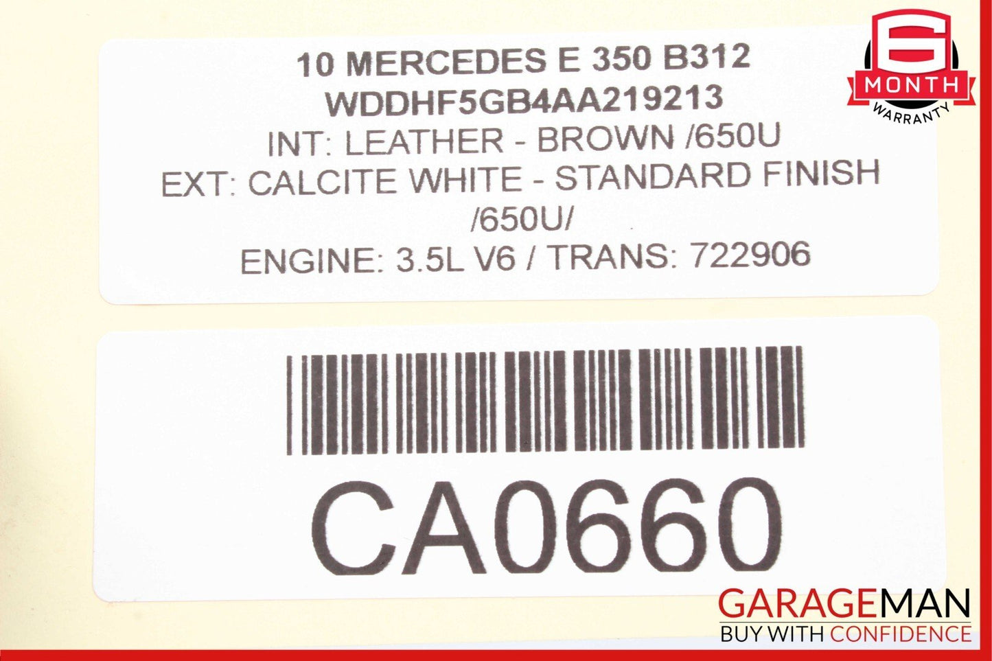 10-13 Mercedes W212 E350 E550 Rear / Front Right Exterior Door Handle White