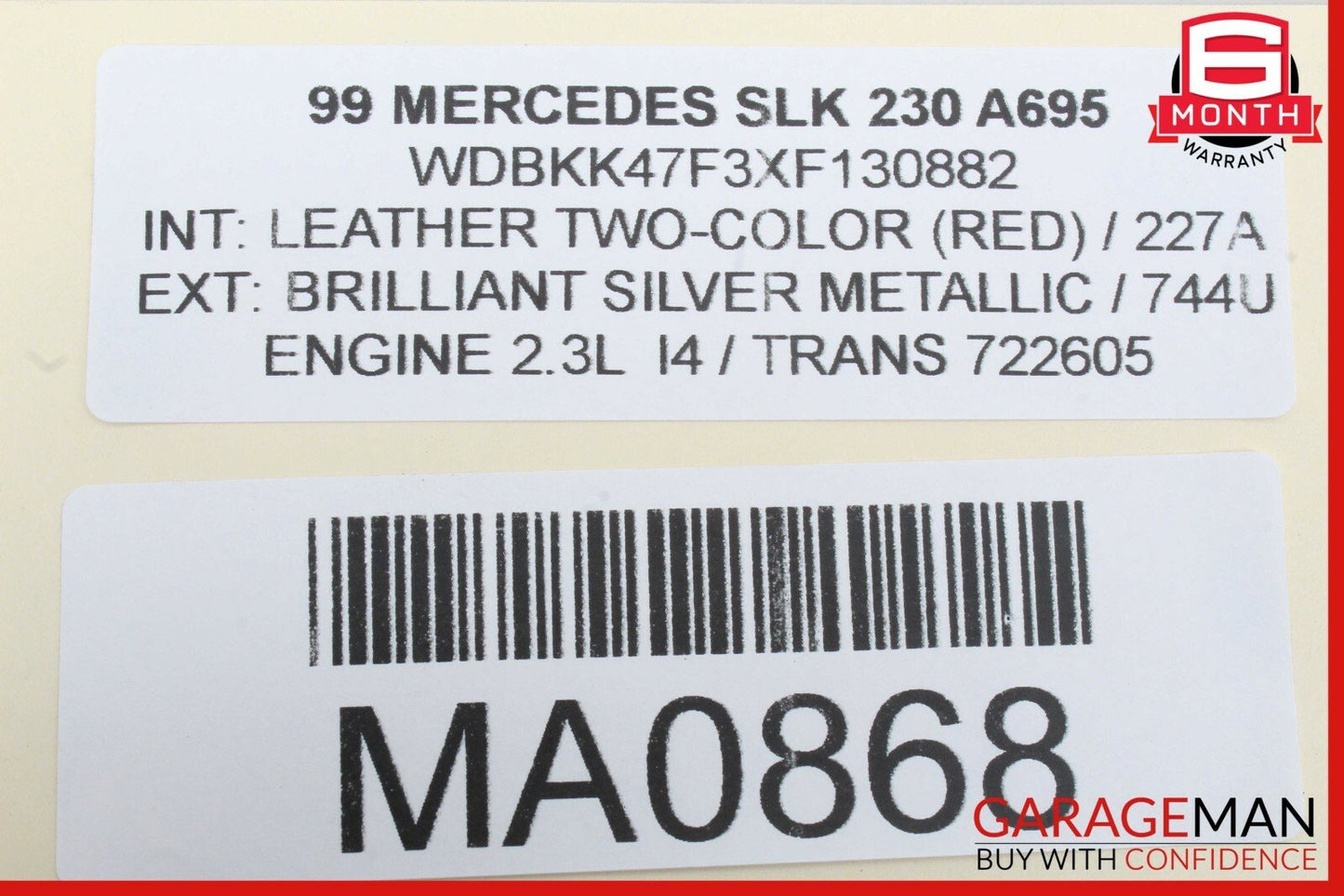 97-00 Mercedes R170 SLK230 Front Right Exterior Door Handle Black OEM