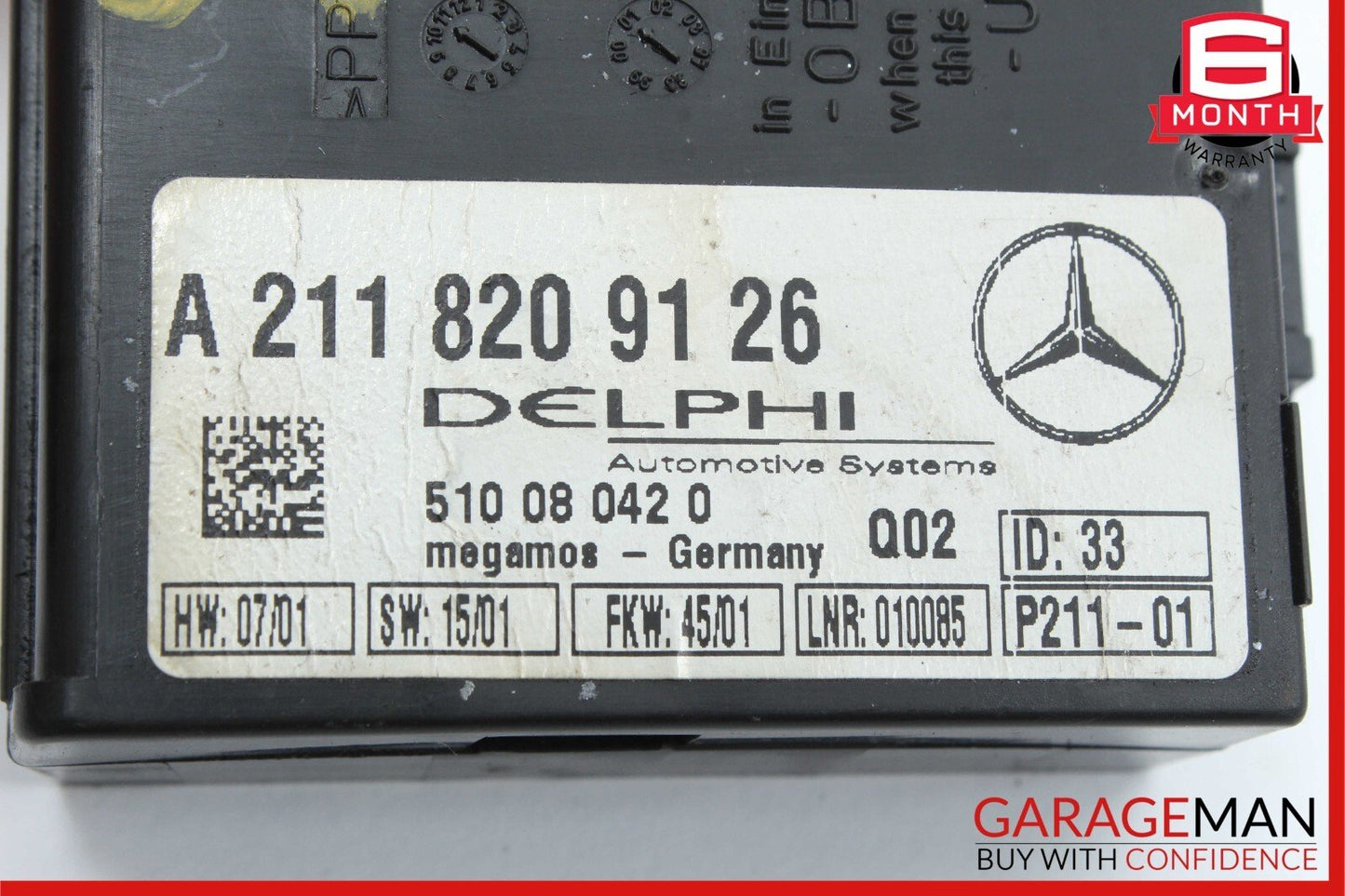 Mercedes C240 SLK280 S430 E320 CLK500 Anti Theft Alarm Module 2118209126