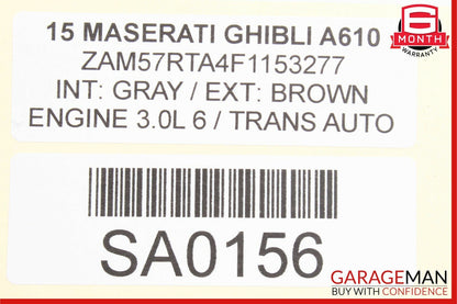 14-17 Maserati Ghibli Rear Right Top Upper Seat Cushion Leather Brown
