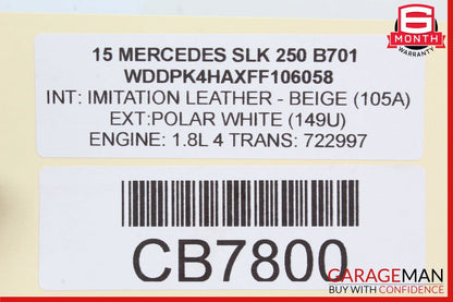 12-20 Mercedes R172 SLK250 Front Left Side Seat Belt Seatbelt Retractor OEM