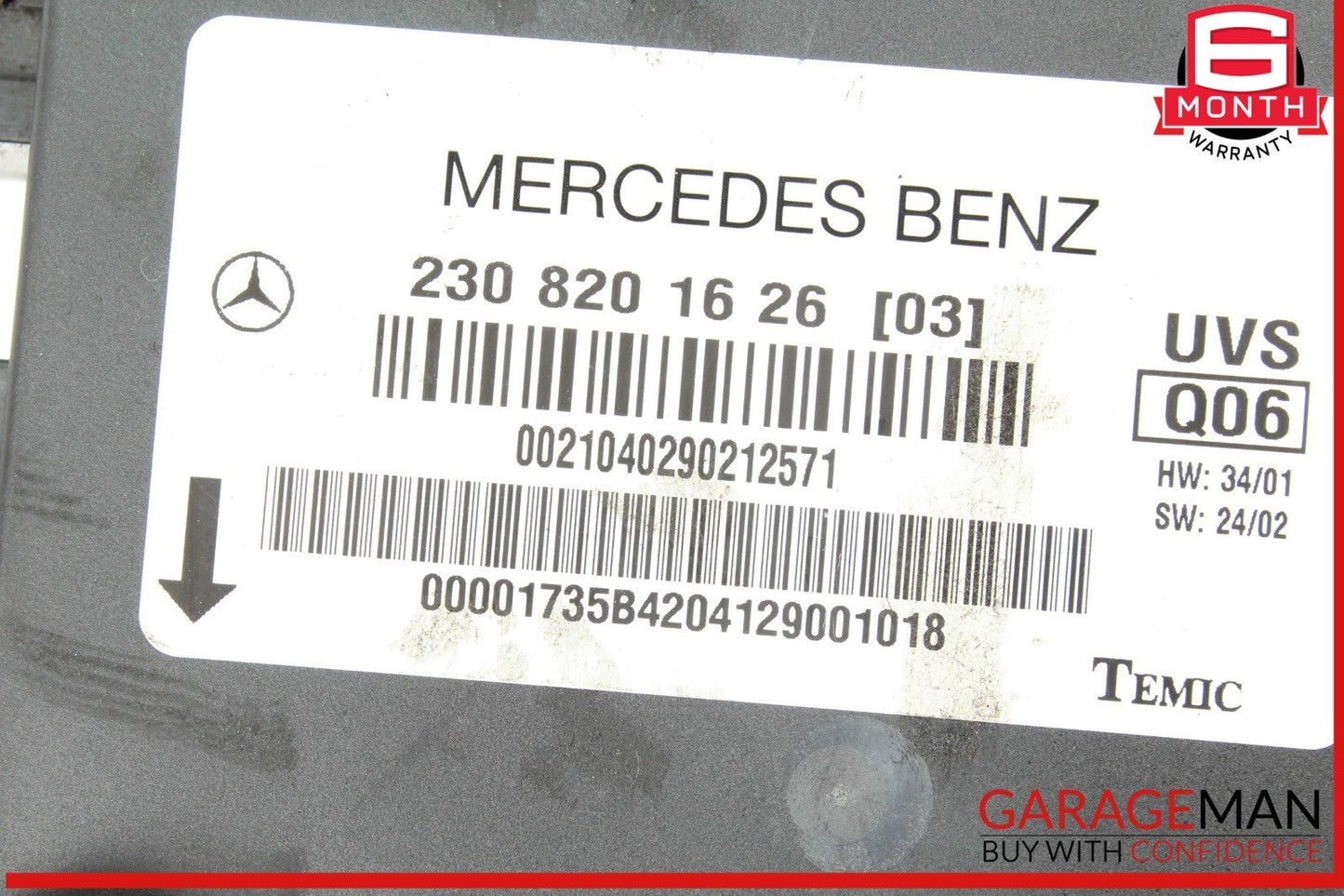 03-08 Mercedes R230 SL500 SL55 AMG SL550 Convertible Top Roof Control Module OEM