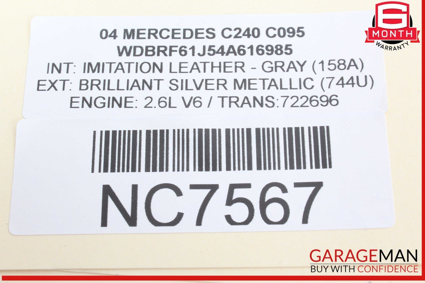 01-04 Mercedes W203 C240 C320 Rear Right Side Exterior Door Handle Silver OEM