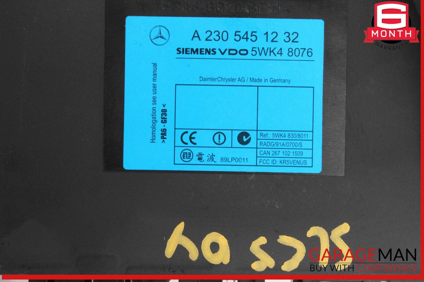 03-06 Mercedes R230 SL500 S500 CL55 AMG Keyless Go Entry Control Module Unit