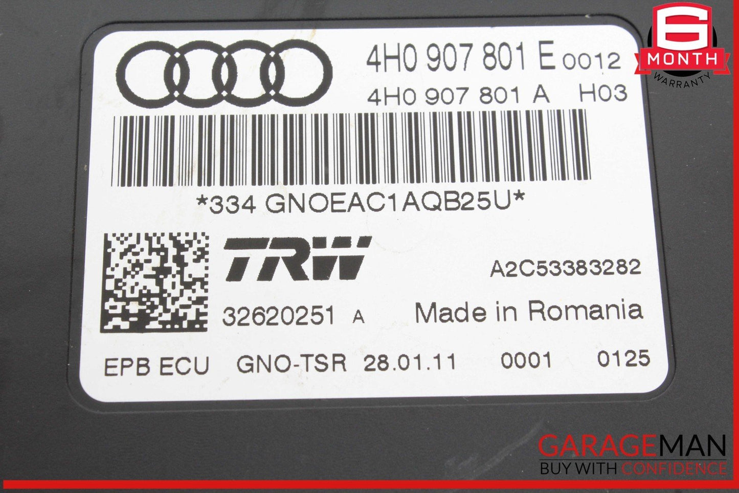 12-18 Audi A7 Electronic Parking Brake Control Module Unit 4H0907801E OEM