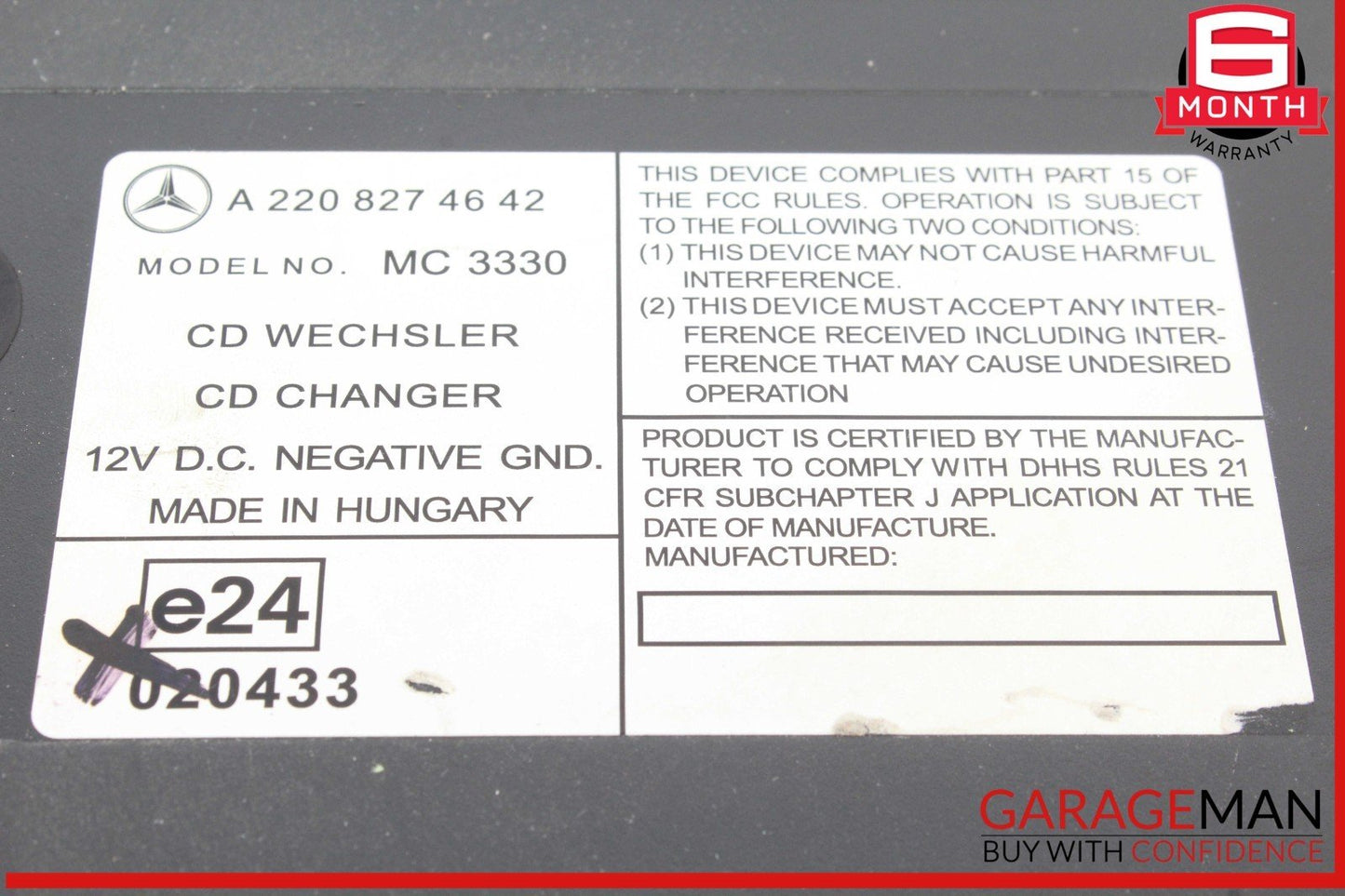 03-08 Mercedes W209 CLK320 SL600 S55 AMG 6 Disk CD Changer Player MC3330 OEM