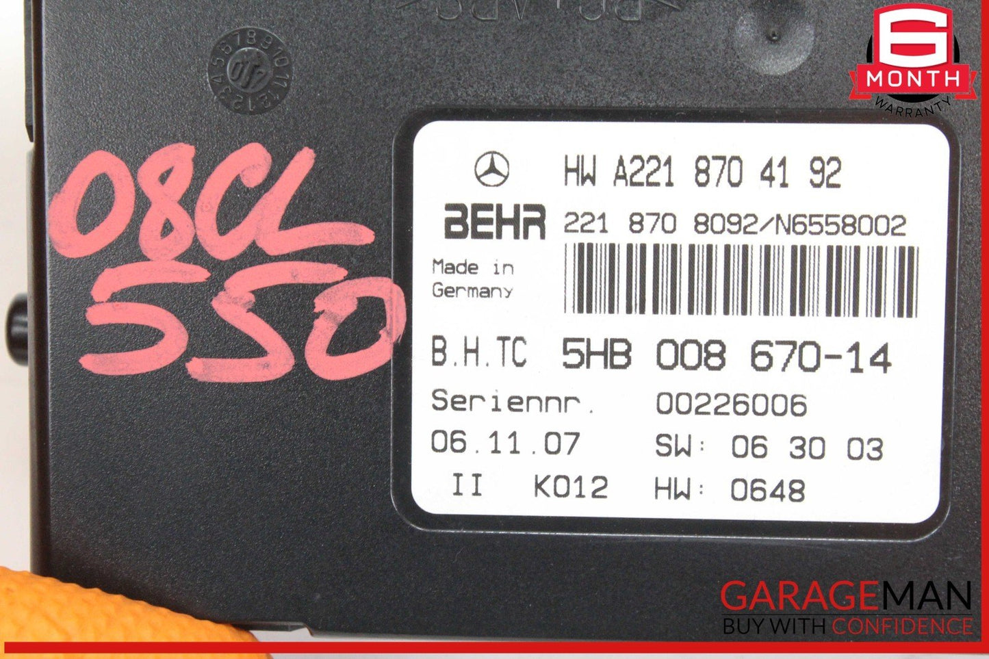 07-13 Mercedes W216 CL550 AC A/C Heater Control Module Unit 2218704192 OEM