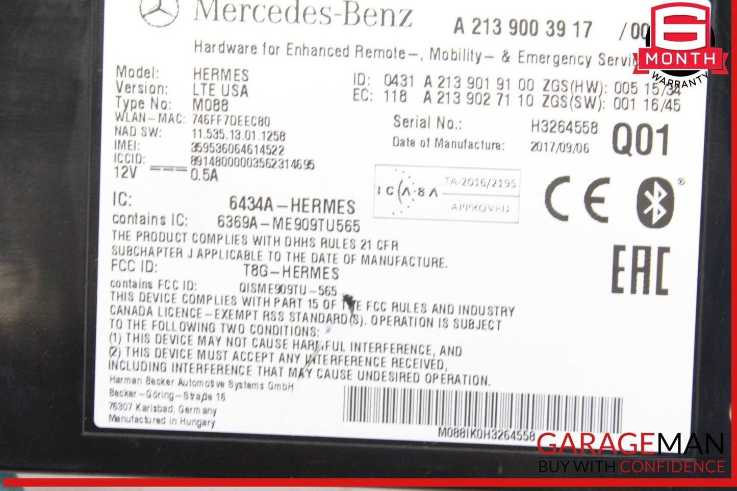 12-23 Mercedes R172 SLC300 E300 Communication Computer Control Module Unit OEM