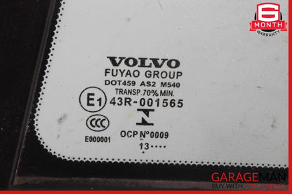 11-18 Volvo S60 Rear Left Driver Side Quarter Window Glass OEM