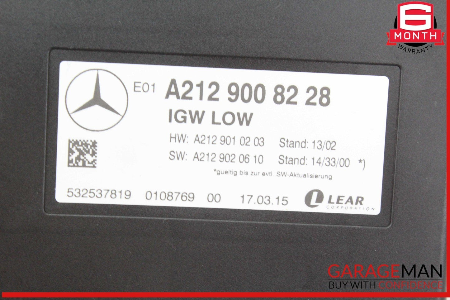 14-16 Mercedes W212 E400 E350 Central Gateway Control Module Unit 2129008228 OEM
