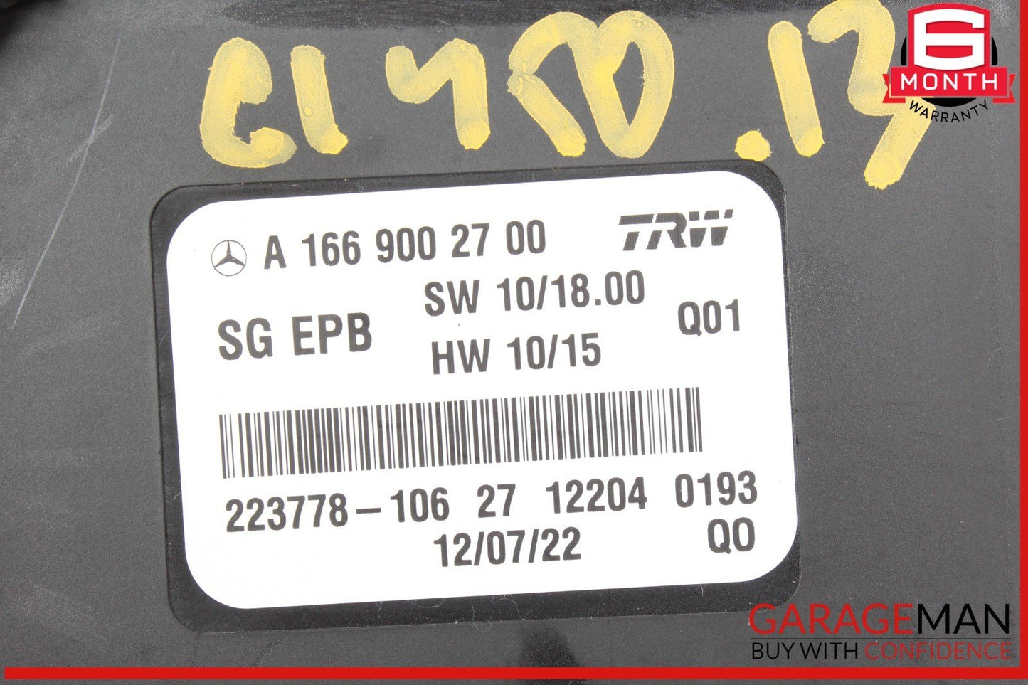 12-16 Mercedes X166 GL450 Hand Parking Brake Control Module Unit 1669002700 OEM