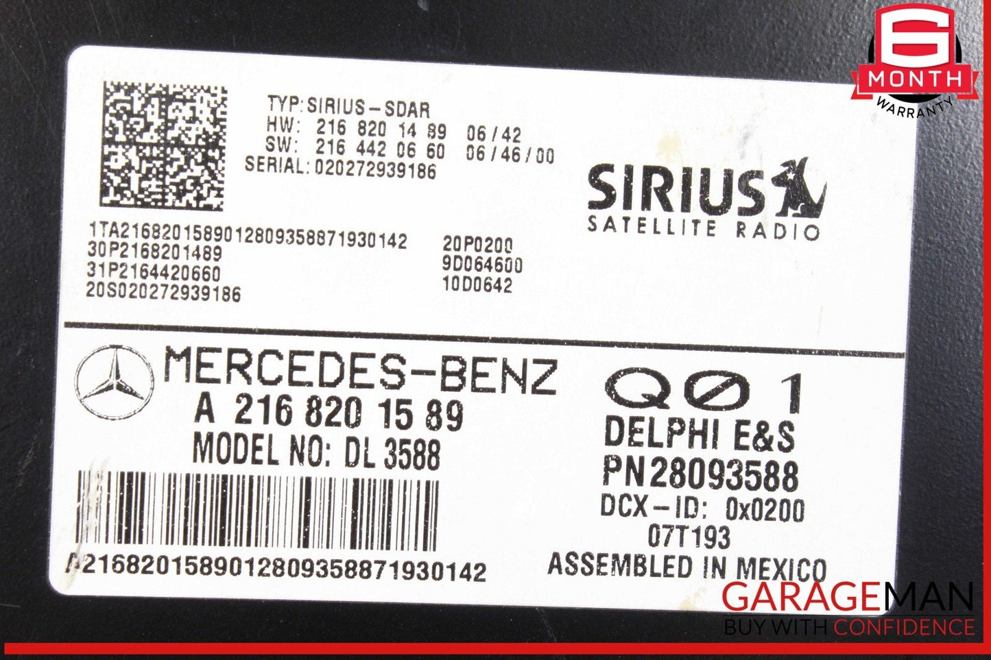 07-14 Mercedes W216 CL550 SLK350 Sirius Satellite Radio Module Receiver OEM