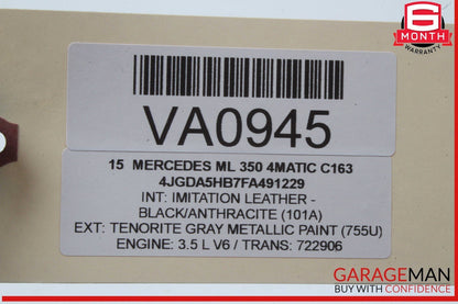 12-19 Mercedes W166 ML350 4MATIC Rear Right Side Window Regulator Motor OEM