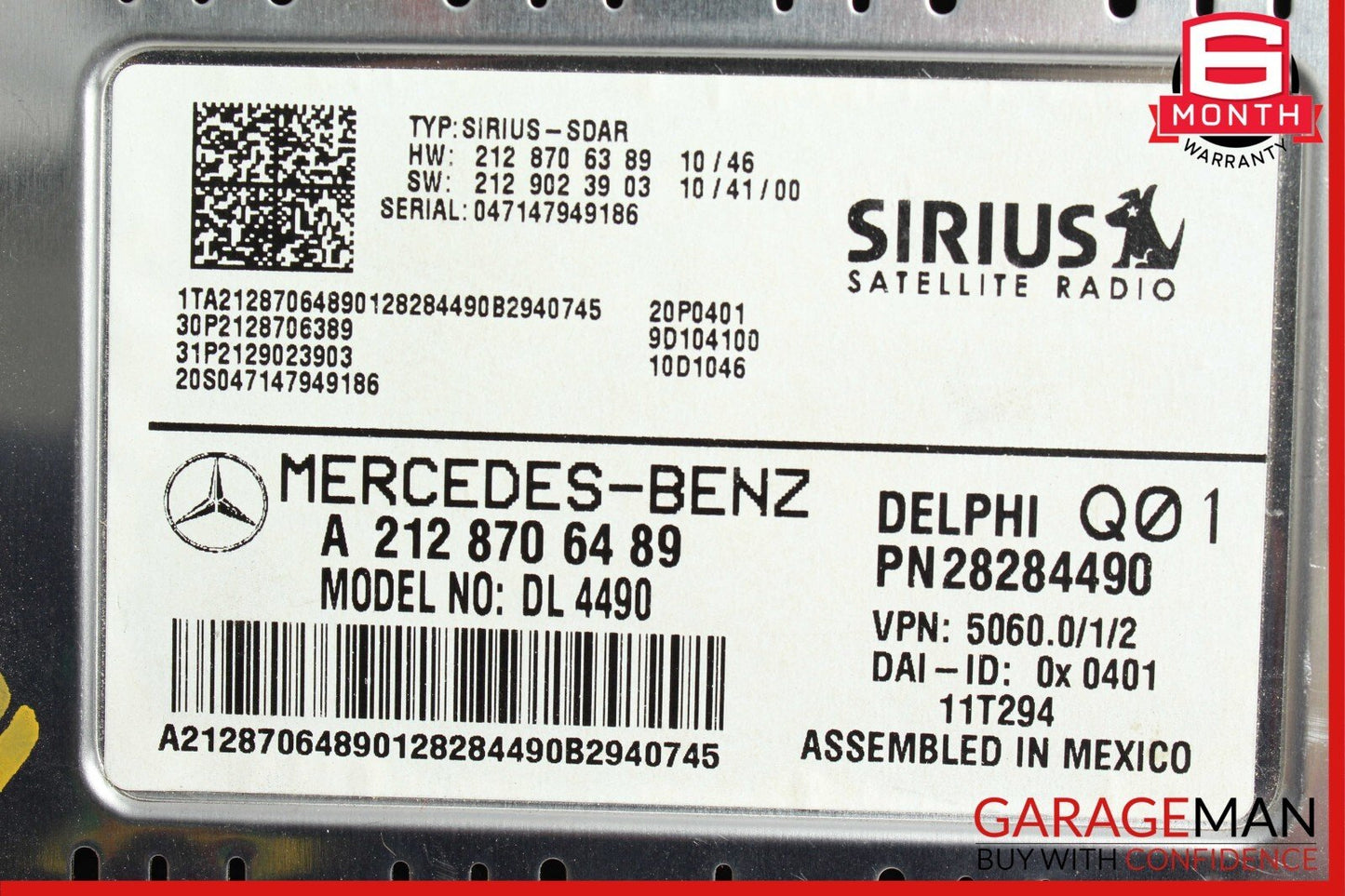 12-17 Mercedes W212 E350 C250 Sirius Satellite Radio Receiver 2128706489 OEM