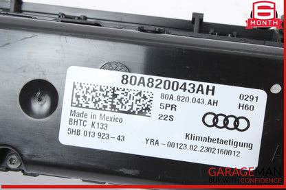 18-25 Audi Q5 Front Heater HVAC Temperature Climate Control Unit 80A820043AH OEM