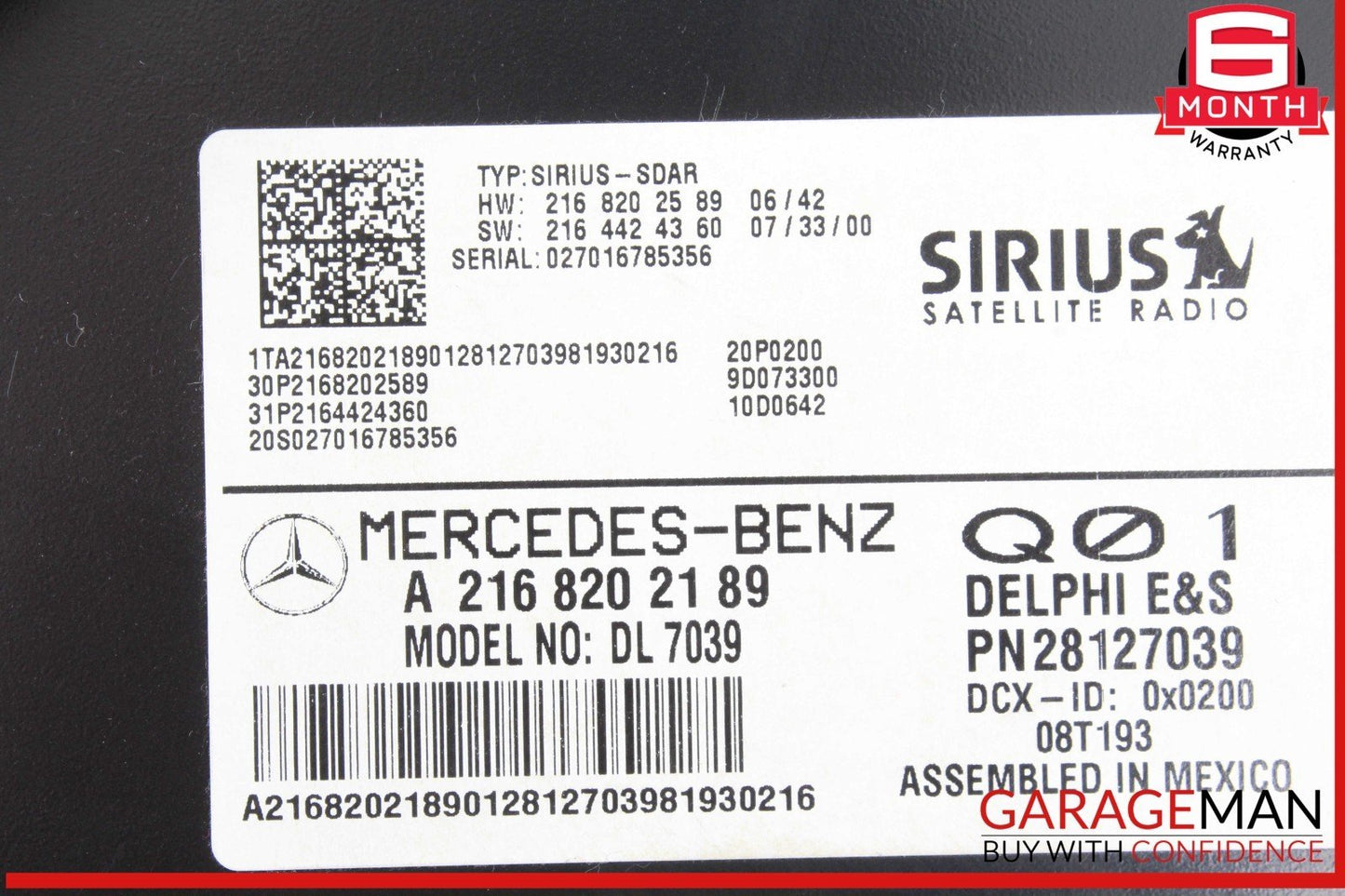 07-14 Mercedes W204 C300 SLK350 Sirius Satellite Radio Module Receiver OEM