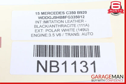 08-15 Mercedes W204 C350 C300 C250 Front Right Sun Visor Sunvisor Shade Black