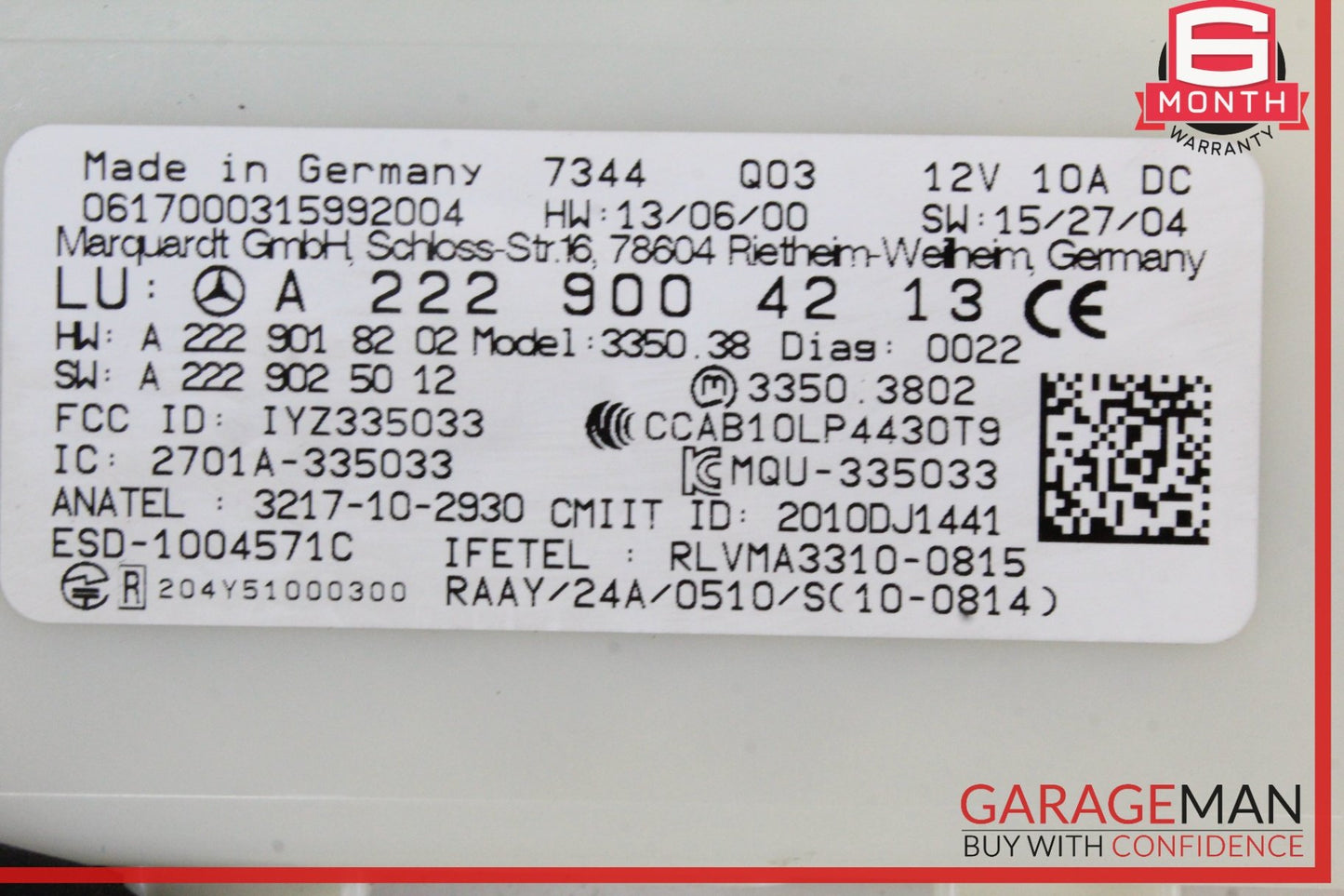 2014-2020 Mercedes-Benz C300 W205 Keyless Go Entry Control Module 2229004213