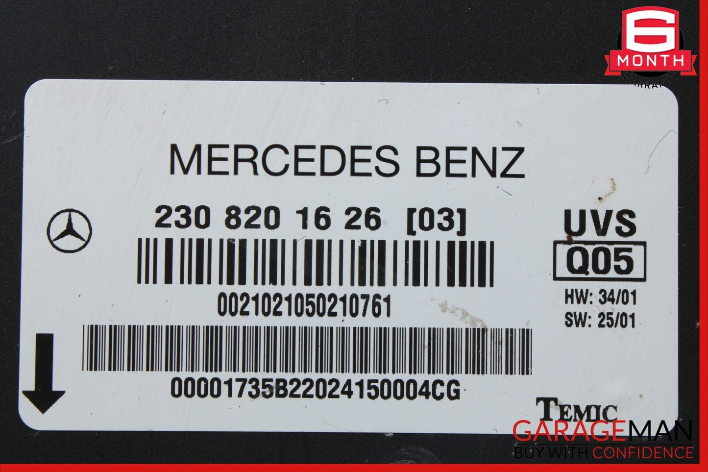 03-08 Mercedes R230 SL500 SL550 SL55 Convertible Top Roof Control Module Unit