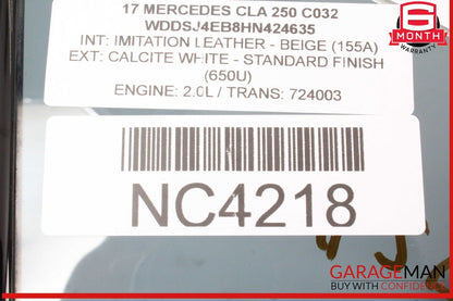 14-19 Mercedes W117 CLA250 Rear Left Driver Side Quarter Window Glass OEM