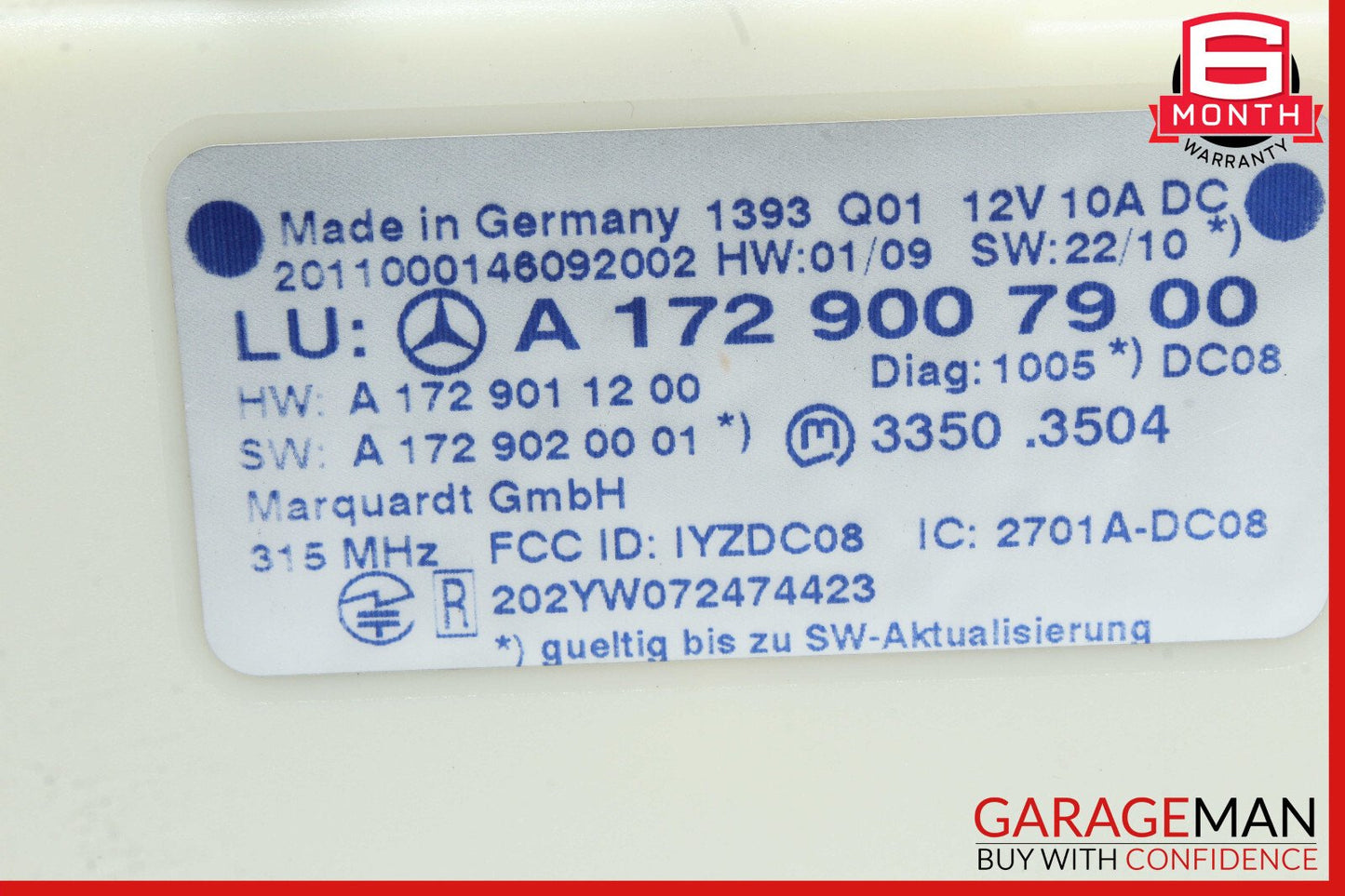 10-15 Mercedes W204 C250 C300 Keyless Go Entry Control Module 1729007900 OEM