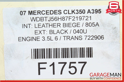06-09 Mercedes W209 CLK350 E350 C350 Engine Upper Oil Sump Baffle Pan Assembly